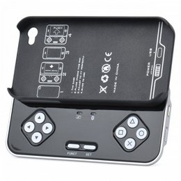 Rechargeable Bluetooth Gamepad Controller with Back Case for iPhone 4/4S - Black + Silver