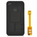 Dual SIM Card Adapter w/ Protective Plastic Back Case for iPhone 4 / 4S - Black