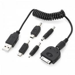 LX-05 5-in-1 Retractable USB Charging Cable for iPhone / iPad / Samsung + More - Black