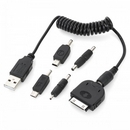 LX-05 5-in-1 Retractable USB Charging Cable for iPhone / iPad / Samsung + More - Black