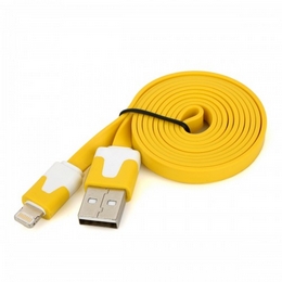 USB to 8-Pin Lightning Flat Charging Cable for iPhone 5 / iPad Mini / iPad 4 - Yellow (103cm)