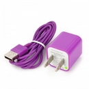 AC Power Adapter Charger + USB Sync Data / Charging Lightning Cable Set for iPhone 5 - Purple