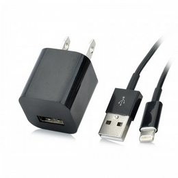 AC Powered Charger + USB 8-Pin Lightning Data / Charging Cable for iPhone 5 - Black (US Plug)