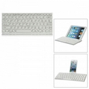 Portable Wireless Bluetooth V3.0 82-Key Keyboard w/ Retractable Stand for iPad / iPhone - White