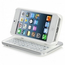 Thickening Slide-out Standing Bluetooth V3.0 51-Key Keyboard Hard Case for iPhone 5 - White + Silver