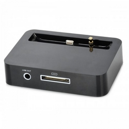 8-Pin Lightning to 30-Pin Charging Dock w/ 3.5mm Extender Cable for iPhone 5 - Black