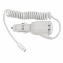 Car Cigarette Lighter Charger w/ Spring Lightning 8-Pin Cable for iPhone 5 - White (DC 12~24V)