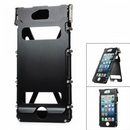 Protective 360 Degree Flip Open Cover Stainless Steel Case for iPhone 5 - Black