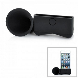 Portable Silicone Horn Style Stand Acoustic Amplifier for iPhone 5 - Black