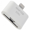 8Pin Lightning to 30Pin Female + Micro USB Female Adapter - White