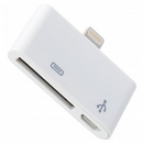 Apple 30Pin Micro USB Female to Apple 8Pin Male Data & Charging Adapter - White