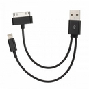 Lightning 8-Pin + 30-Pin to USB Data Charging Cable for iPhone 4 / 4S / 5 + More - Black