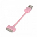 USB Male to Apple 30pin Charging / Transfer Cable for iPhone 4 / 4S + iPad - Pink (10cm)