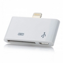 30 Pin / Micro USB Female to 8 Pin Lightning Male Data / Charging Adapter for iPhone 5 - White