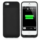 External 2200mAh Battery Matte Back Case for iPhone 5 - Black + Silver