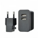 Mini Dual USB Charging Adapter + EU Plug for iPhone 5 / iPad / iPod / Digital Camera + More - Black