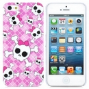 Skull Head Pattern Protective Plastic Hard Back Case for iPhone 5 - Pink