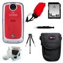 General Electric DV1 Waterproof/ Shockproof HD Digital Video Camera (Velvet Red) with 16GB Deluxe Accessory Kit