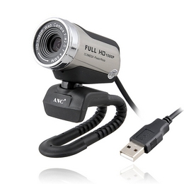 ANC 1080P HD Webcam With Built-in Noise-cancelling microphone (Black Sliver)